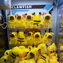 Close-up of prizes inside a machine